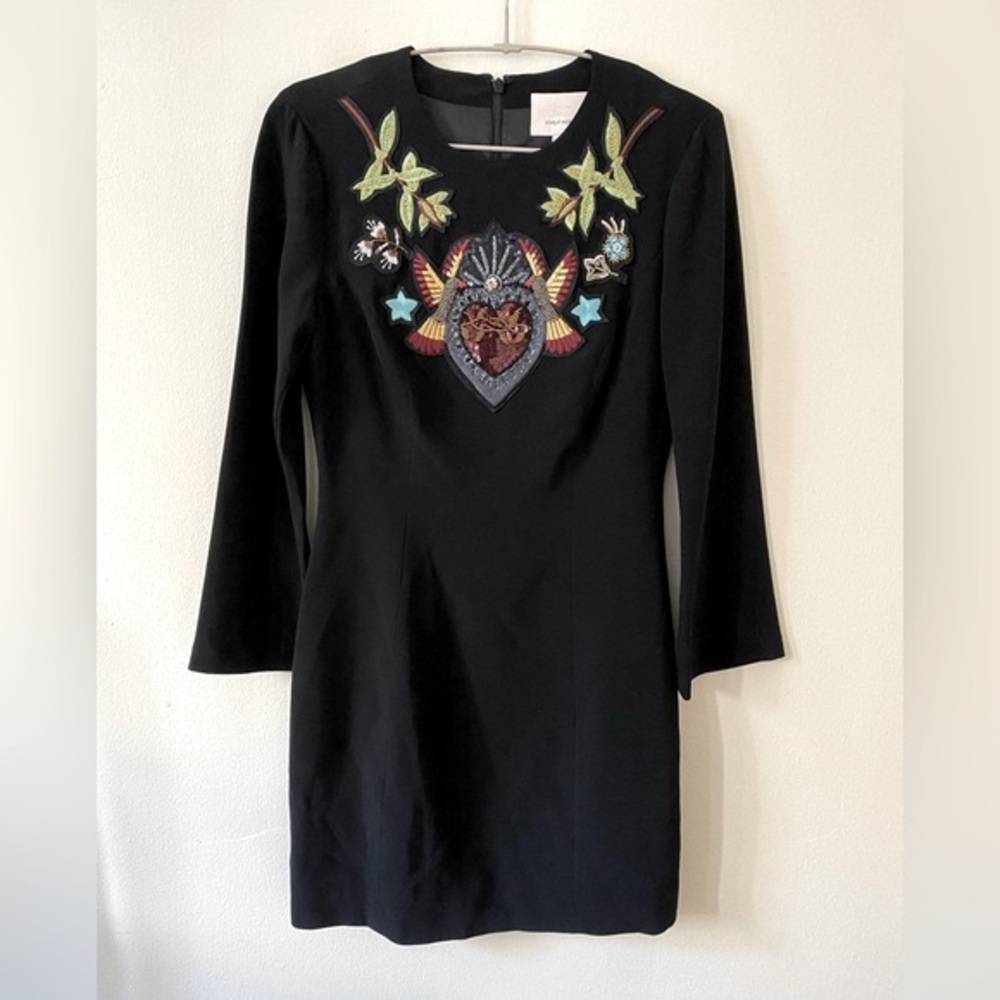 NWT Cinq a Sept heart embellished black mini dress size 0